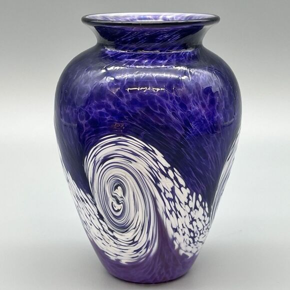 George Averbeck Art Glass Vase Signed 2008 Fire on the Mountain Studios - Picture 1 of 15